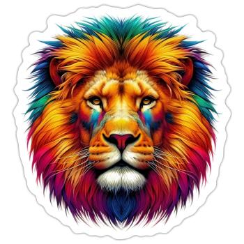 Lion - Sticker size S (10 x 10 cm) - white matte - Front