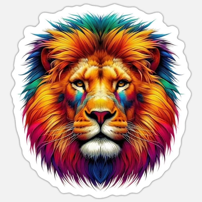 Lion - Sticker taille S (10 x 10 cm) - blanc mat