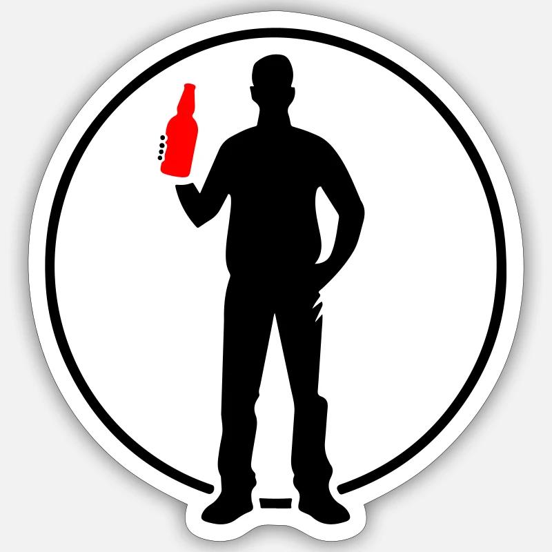Beer Drinking Silhouette - Sticker size S (10 x 10 cm) - white matte