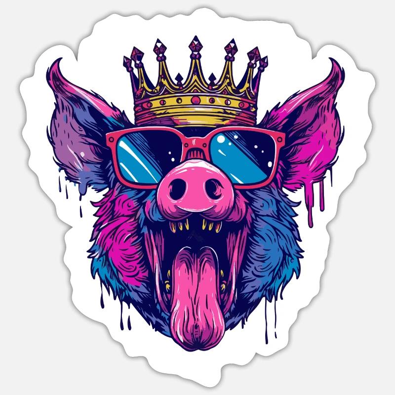 Pig Comic Funny Party - Sticker size S (10 x 10 cm) - white matte