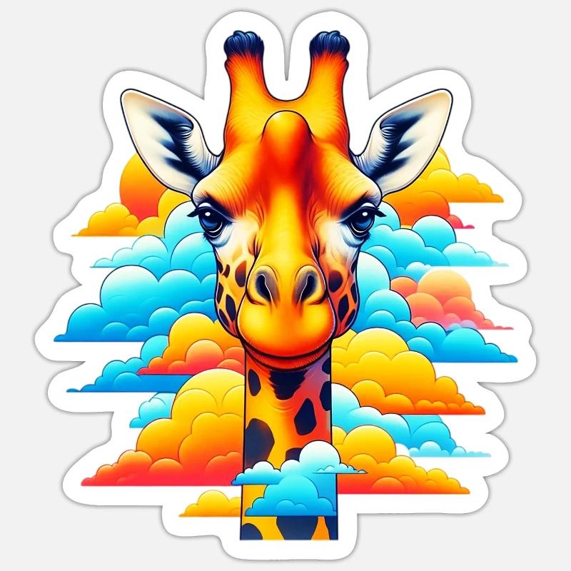 Giraffe with head in cloud clouds Sticker size S (10 x 10 cm)