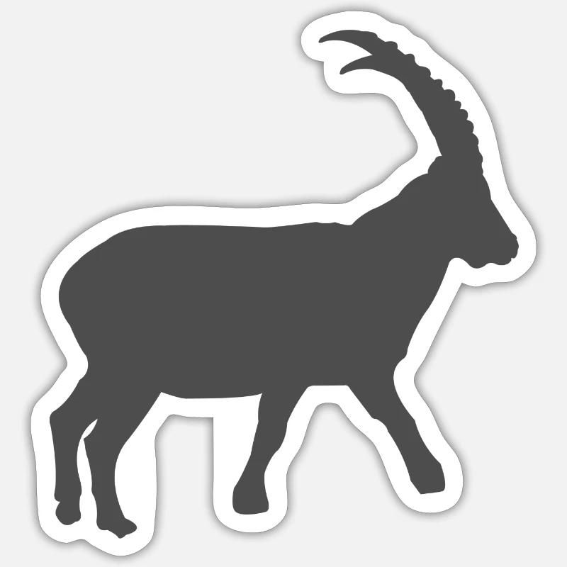 Steinbock - Sticker Größe S (10 x 10 cm) - Mattweiß