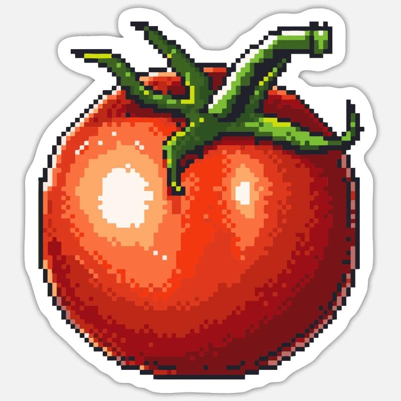 Icône pixel de tomate - Sticker taille S (10 x 10 cm) - blanc mat