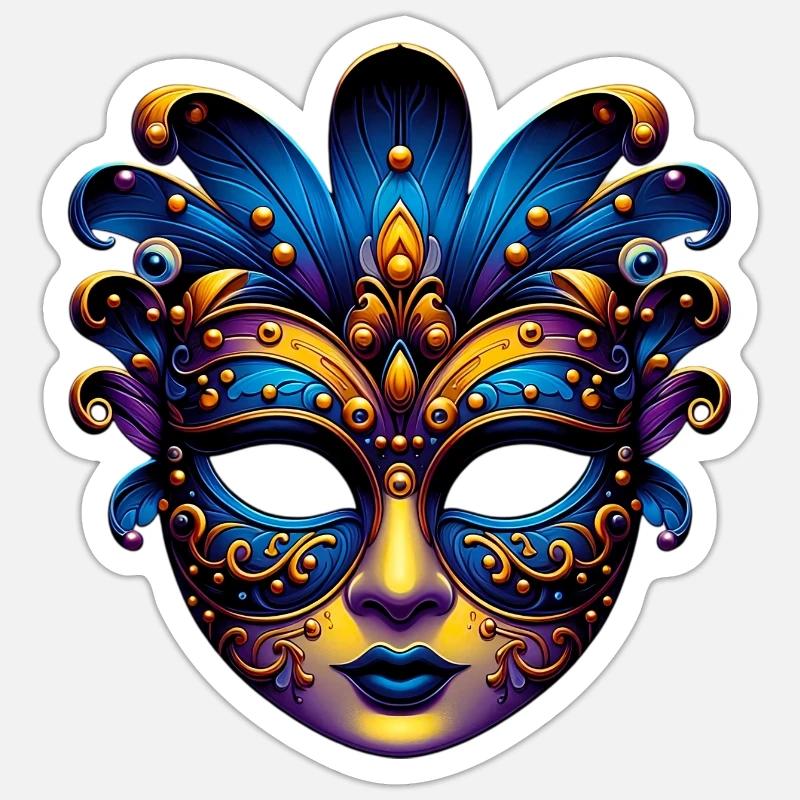 Masque du Carnaval de Venise - Sticker taille S (10 x 10 cm) - blanc mat