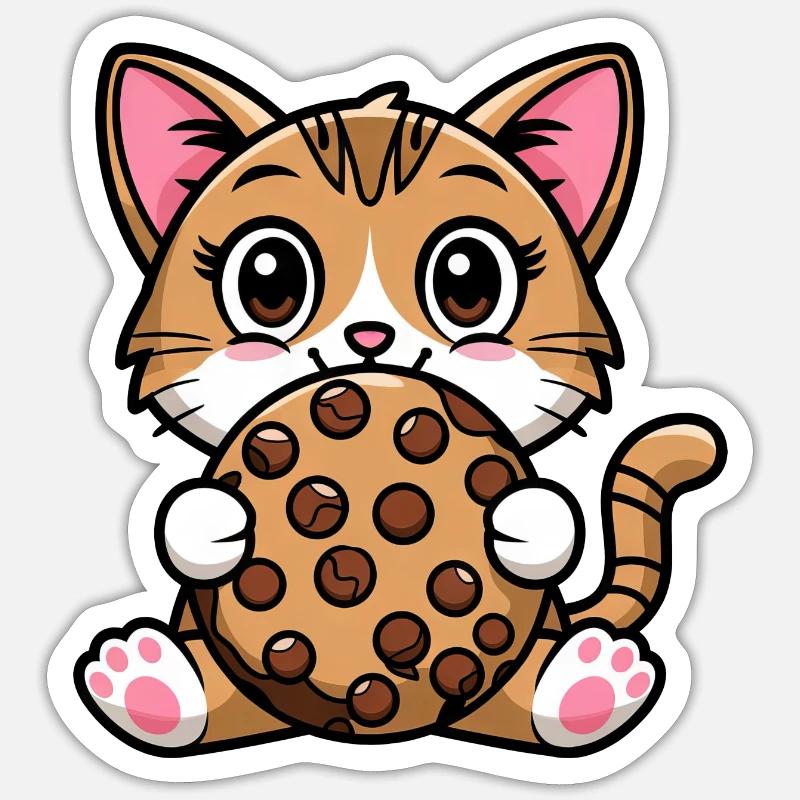 Bengal Cat Snacking Cookie Cartoon Sticker size S (10 x 10 cm)