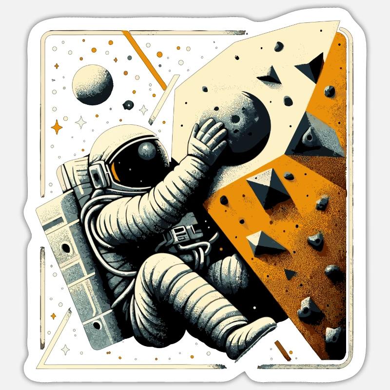 Bouldering Astronaut Spaceman Gift - Sticker size S (10 x 10 cm) - white matte