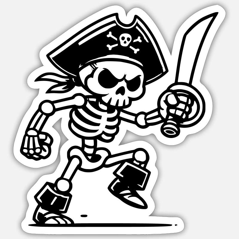 Pirate Skeleton with Saber Sticker size S (10 x 10 cm)