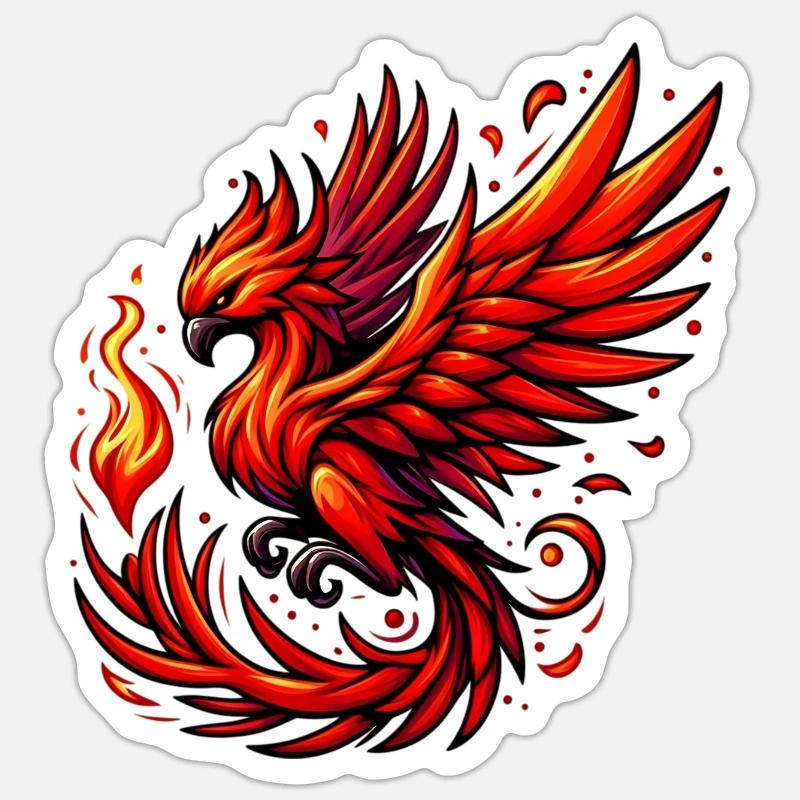 Roter Phönix Sticker Größe S (10 x 10 cm)