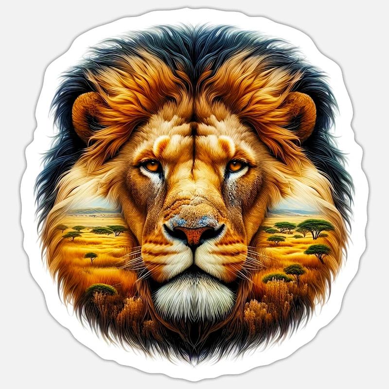 Löwe - Sticker Größe S (10 x 10 cm) - Mattweiß