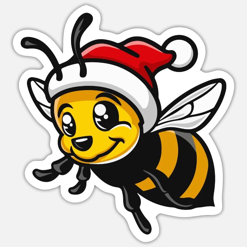 Bee Christmas - Sticker size S (10 x 10 cm) - white matte