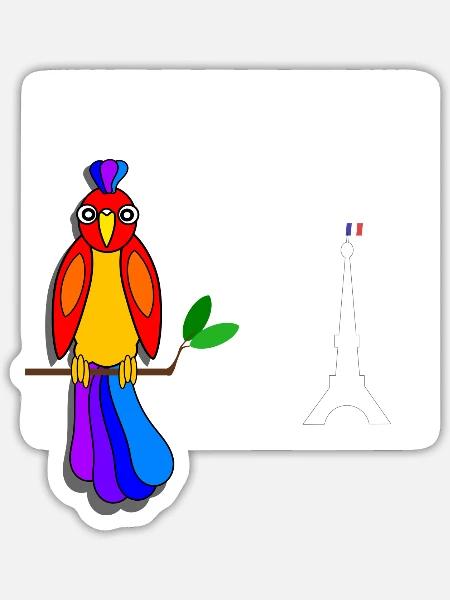 Arthur est un perroquet - Sticker Größe S (10 x 10 cm) - Mattweiß