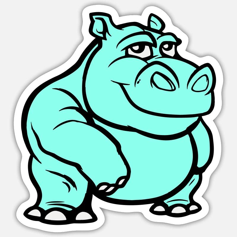Bande dessinée hippopotame Sticker taille S (10 x 10 cm)