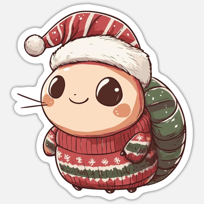 Noël de l’escargot - Sticker taille S (10 x 10 cm) - blanc mat