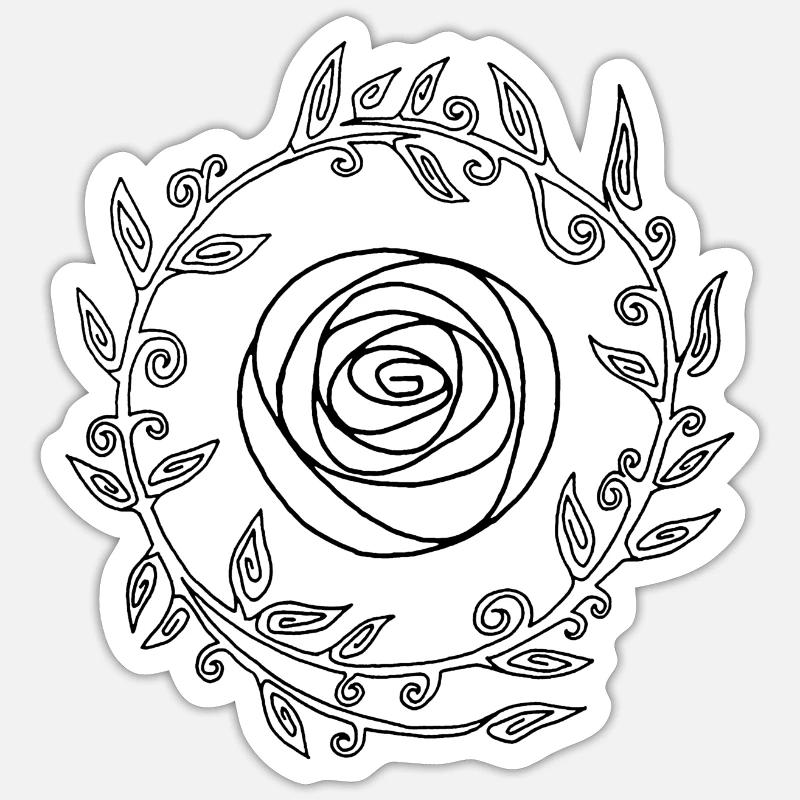Schwarze Kronenblume - Sticker Größe S (10 x 10 cm) - Mattweiß