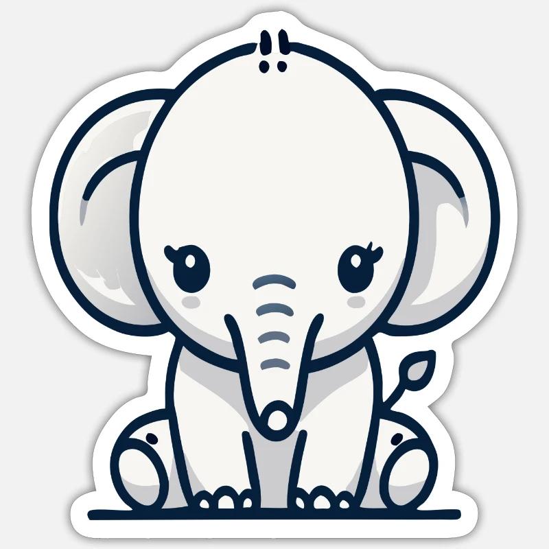 Éléphant - Sticker taille S (10 x 10 cm) - blanc mat