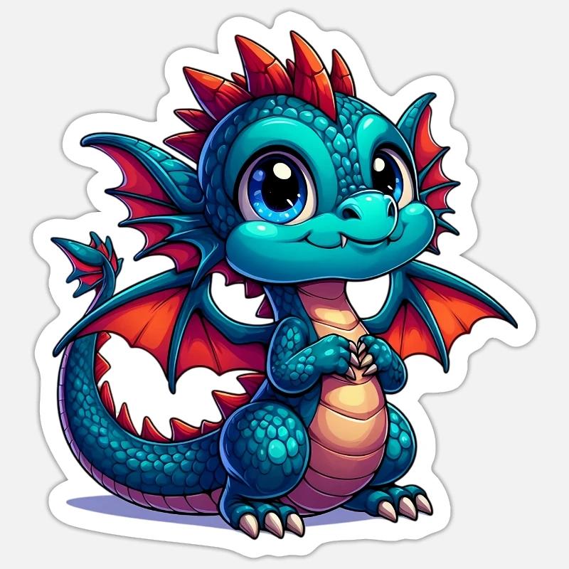 Drache - Sticker Größe S (10 x 10 cm) - Mattweiß