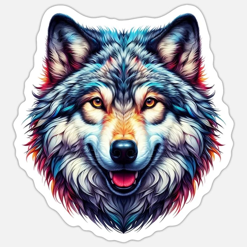 Loup - Sticker taille S (10 x 10 cm) - blanc mat