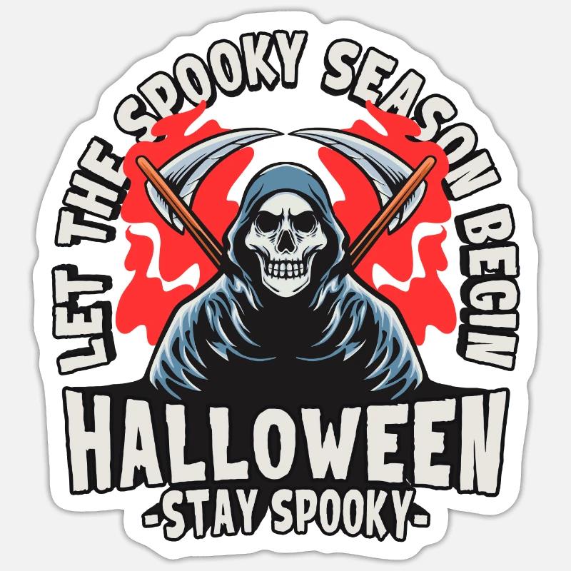 Halloween Grim Reaper Skeleton - Sticker size S (10 x 10 cm) - white matte