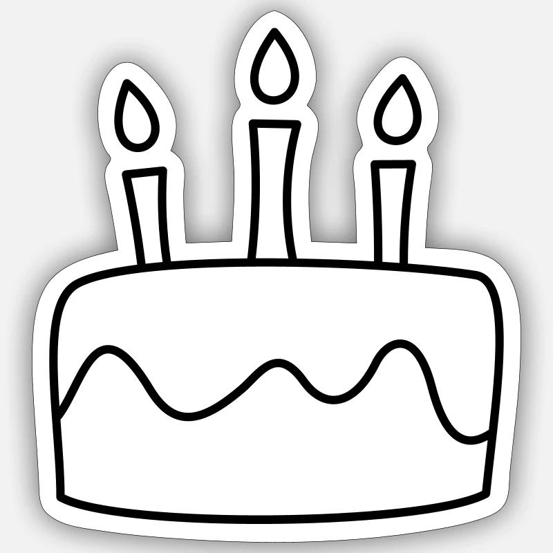 Gâteau d'anniversaire - Sticker taille S (10 x 10 cm) - blanc mat