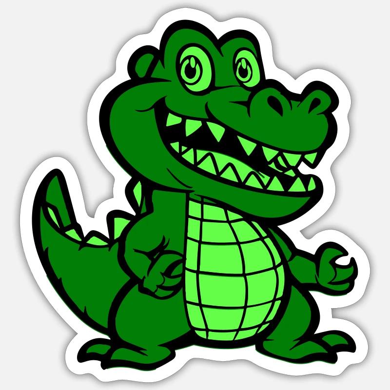 krokodil tier comic - Sticker Größe S (10 x 10 cm) - Mattweiß