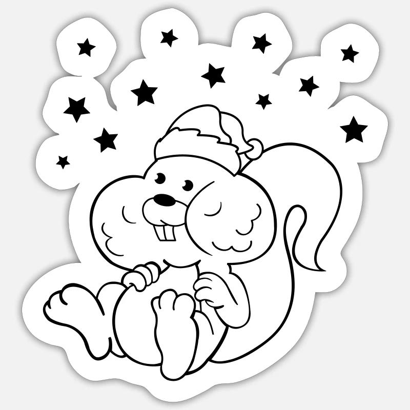 Weihnachts Einhörnchen Sticker Größe S (10 x 10 cm)