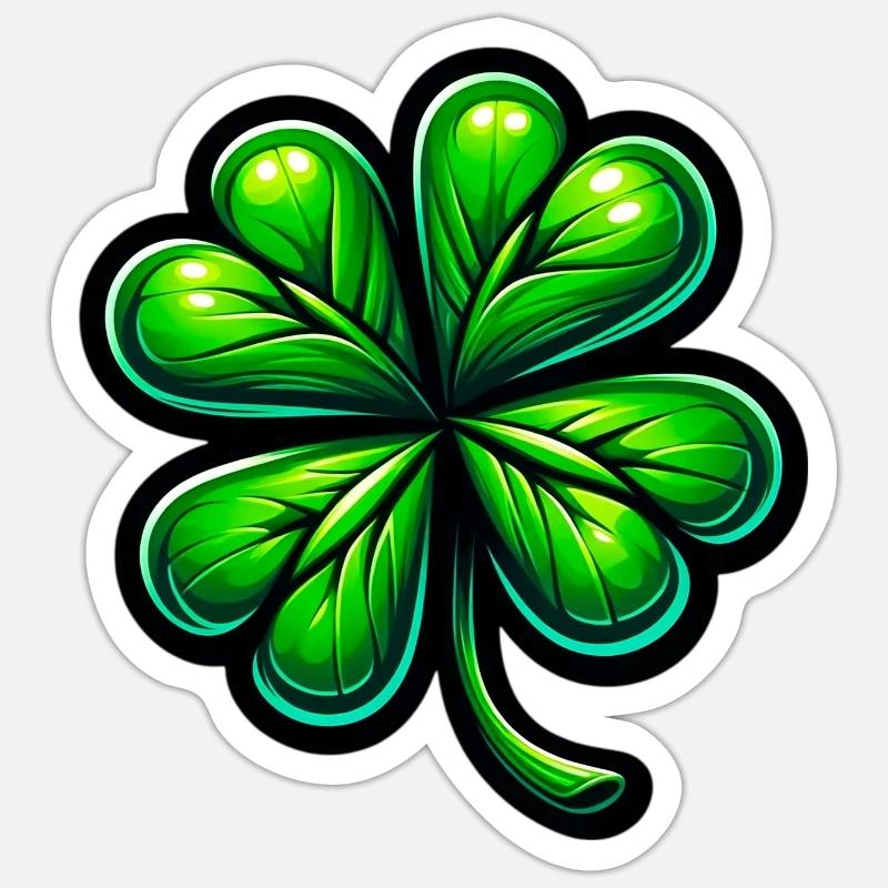 Trèfle à quatre feuilles - Sticker taille S (10 x 10 cm) - blanc mat