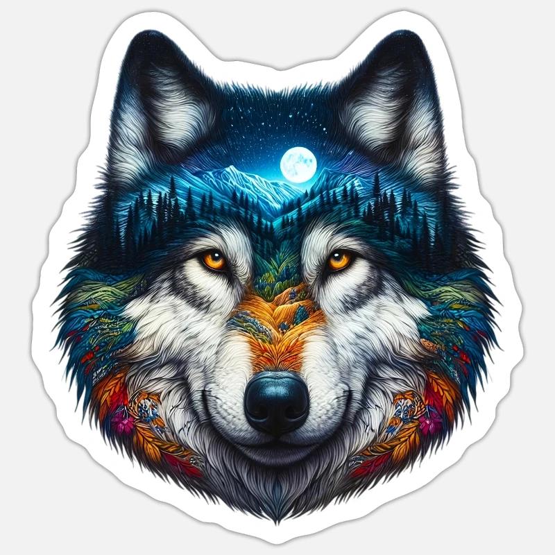 Wolf - Sticker Größe S (10 x 10 cm) - Mattweiß