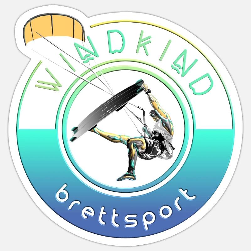 Kitesurfeur Windkind - Sticker taille S (10 x 10 cm) - blanc mat