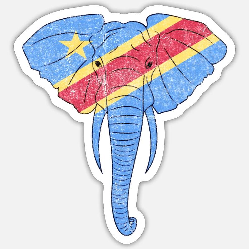 Eléphant du Congo - Congo Libre - Support Congo Sticker taille S (10 x 10 cm)