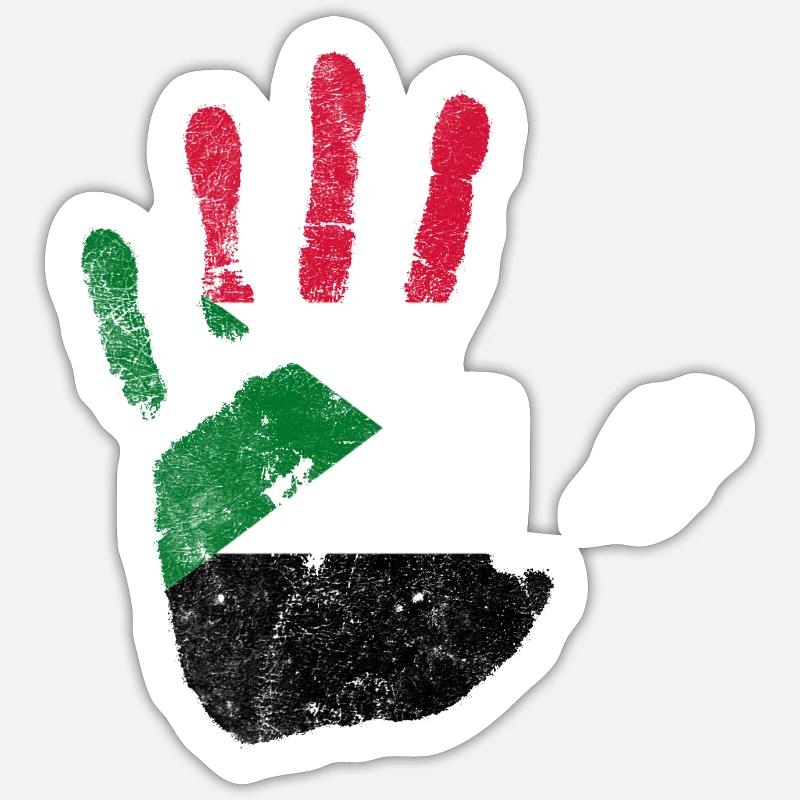 Main du drapeau du Soudan - Stand with Sudan Sticker taille S (10 x 10 cm)