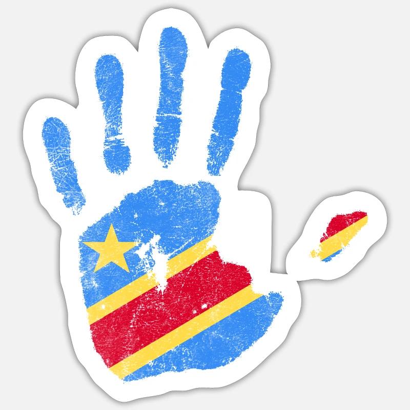 Main du drapeau du Congo - Stand with Congo Sticker taille S (10 x 10 cm)