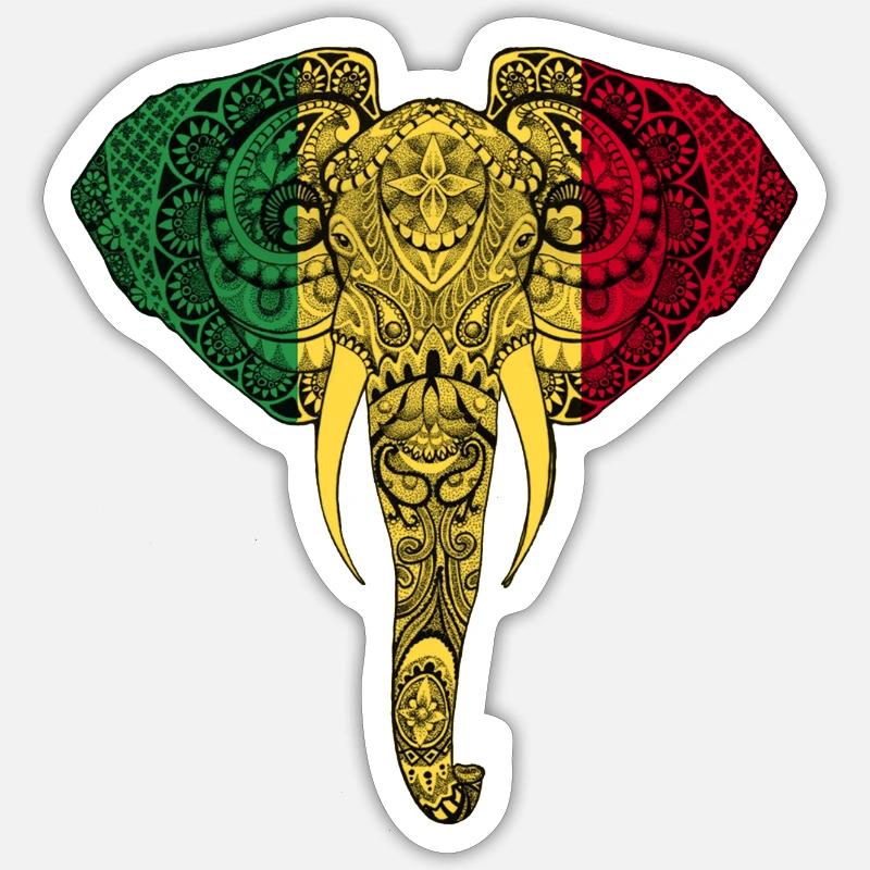Mali Flag Elephant - Support Mali - Sticker size S (10 x 10 cm) - white matte