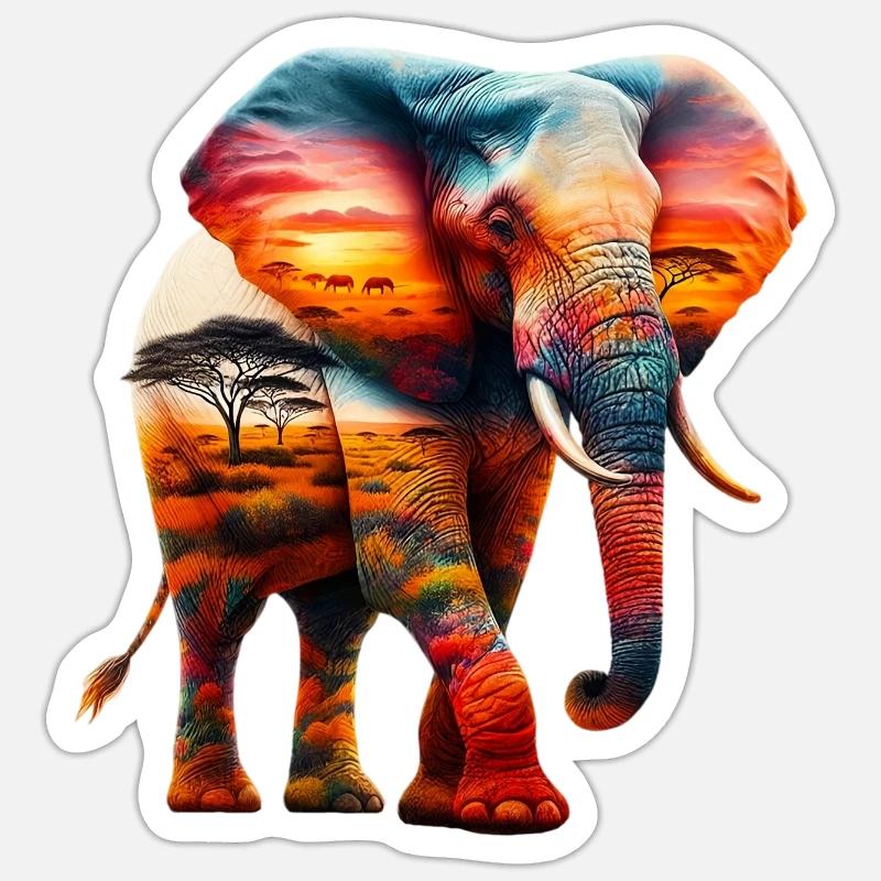 Éléphant Sticker taille S (10 x 10 cm)