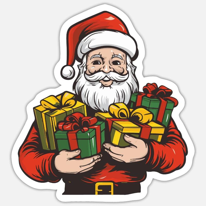 Père Noël - Sticker taille S (10 x 10 cm) - blanc mat