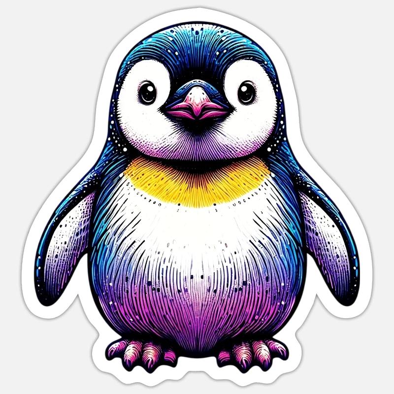 Pingouin - Sticker taille S (10 x 10 cm) - blanc mat