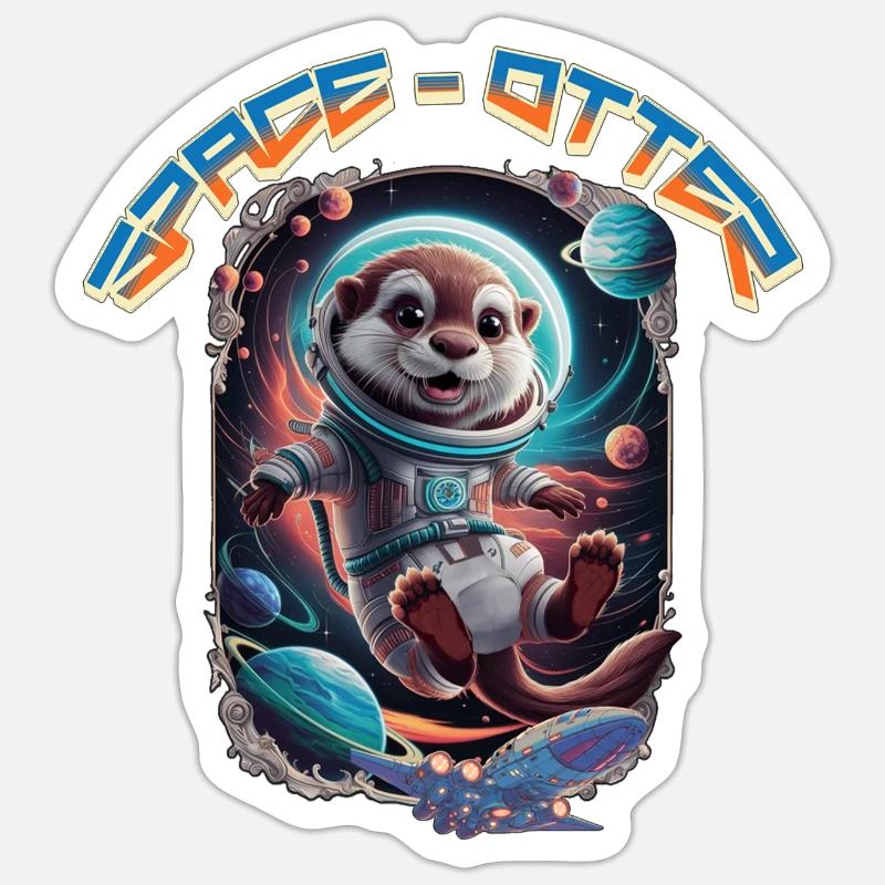 Space Otter - Sticker Größe S (10 x 10 cm) - Mattweiß