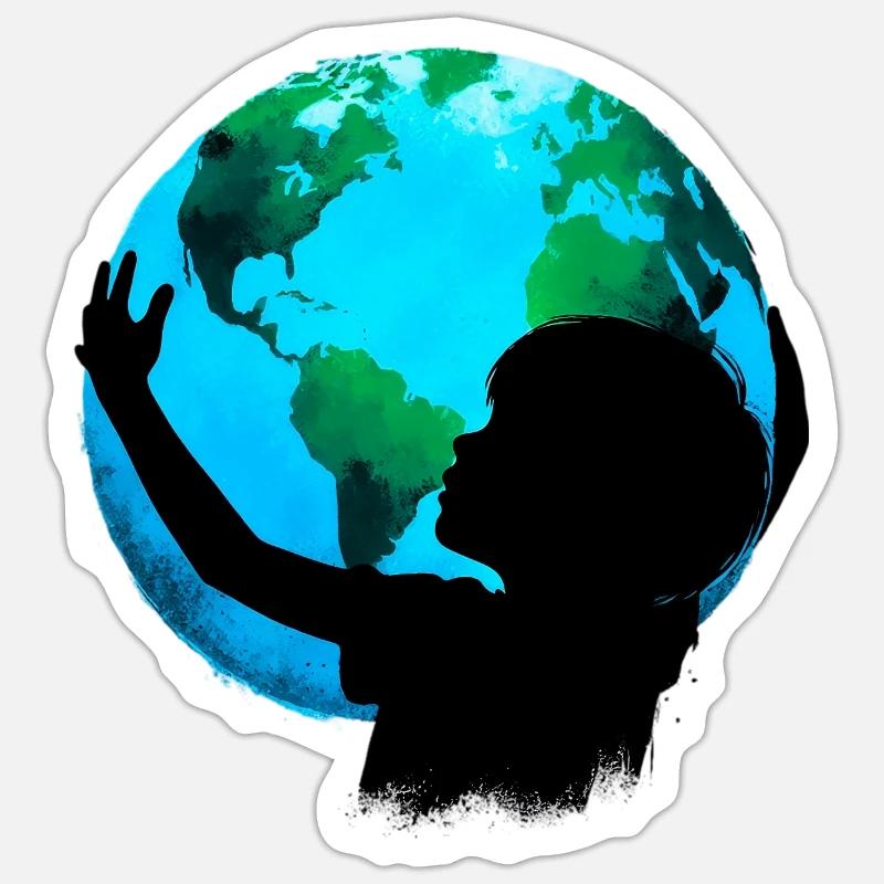 Planète Terre - Sticker taille S (10 x 10 cm) - blanc mat