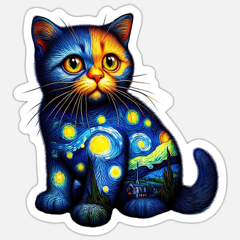 Chat - Sticker taille S (10 x 10 cm) - blanc mat