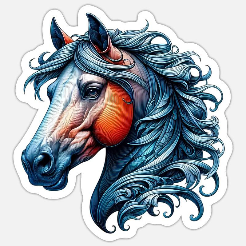 Cheval - Sticker taille S (10 x 10 cm) - blanc mat