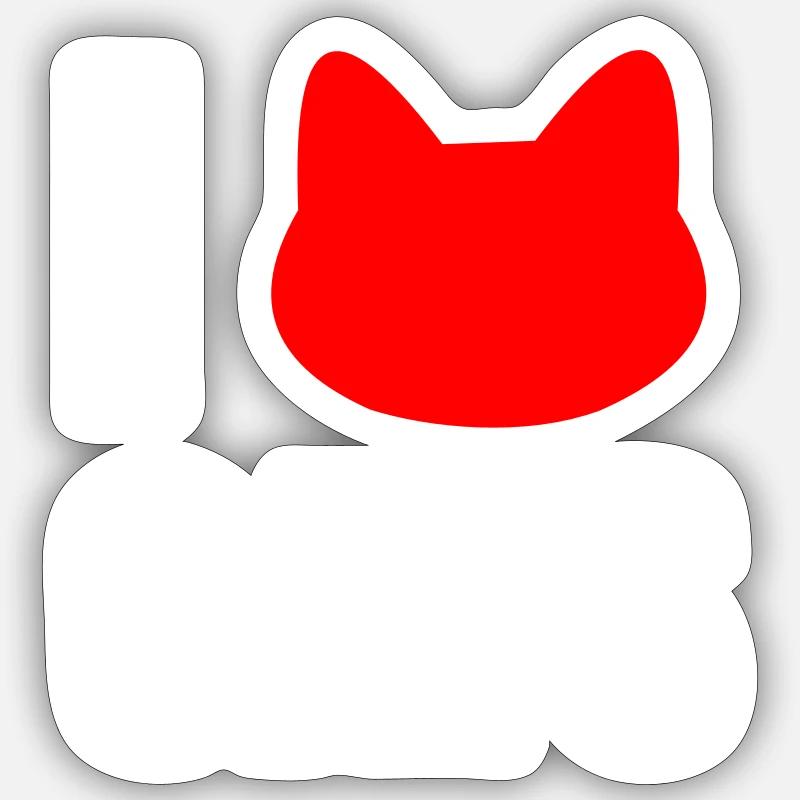 J’adore les chats - Sticker taille S (10 x 10 cm) - blanc mat
