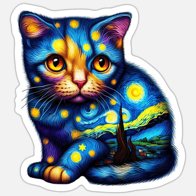 Katze - Sticker Größe S (10 x 10 cm) - Mattweiß