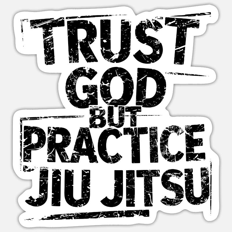 Concentration et technique en Jiu Jitsu - Sticker taille S (10 x 10 cm) - blanc mat