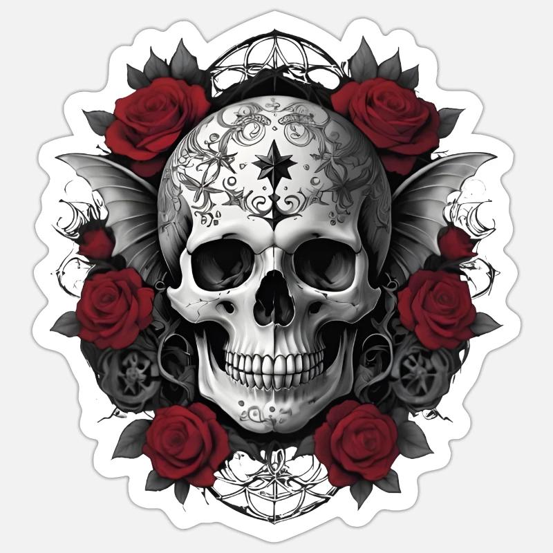 Gothic Totenkopf - Sticker Größe S (10 x 10 cm) - Mattweiß