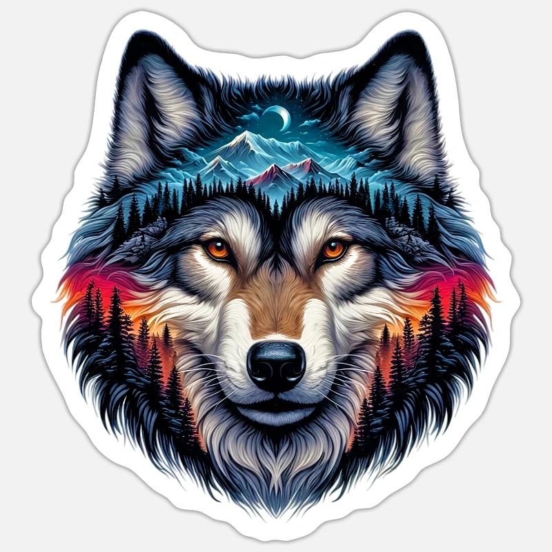 Loup - Sticker taille S (10 x 10 cm) - blanc mat