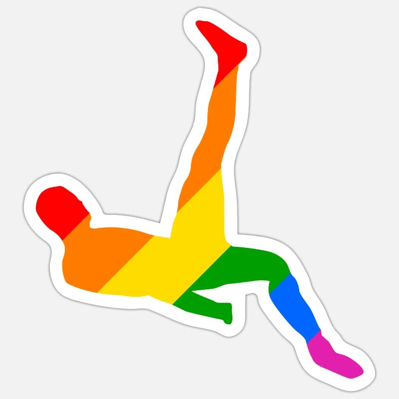 Rainbow Soccer Player - Sticker Größe S (10 x 10 cm) - Mattweiß