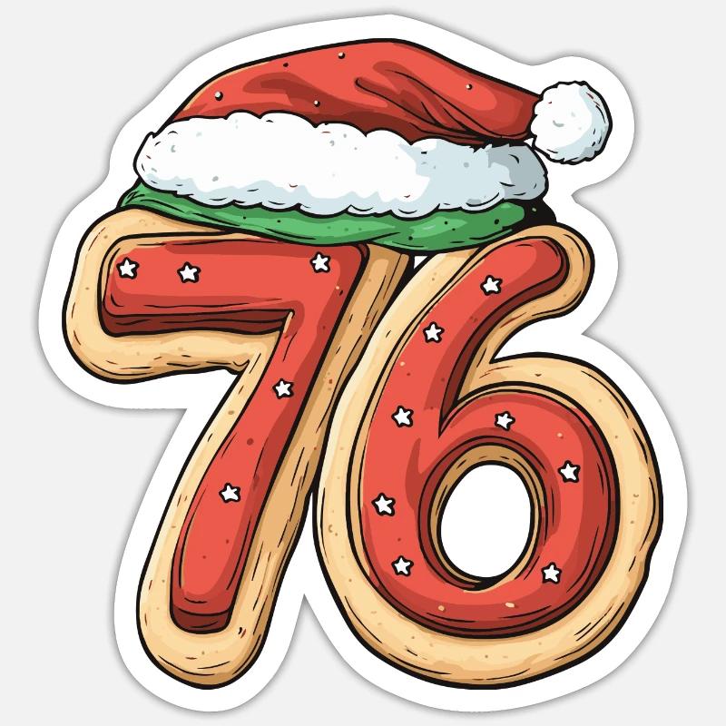 76 Nombre Noël - Sticker taille S (10 x 10 cm) - blanc mat
