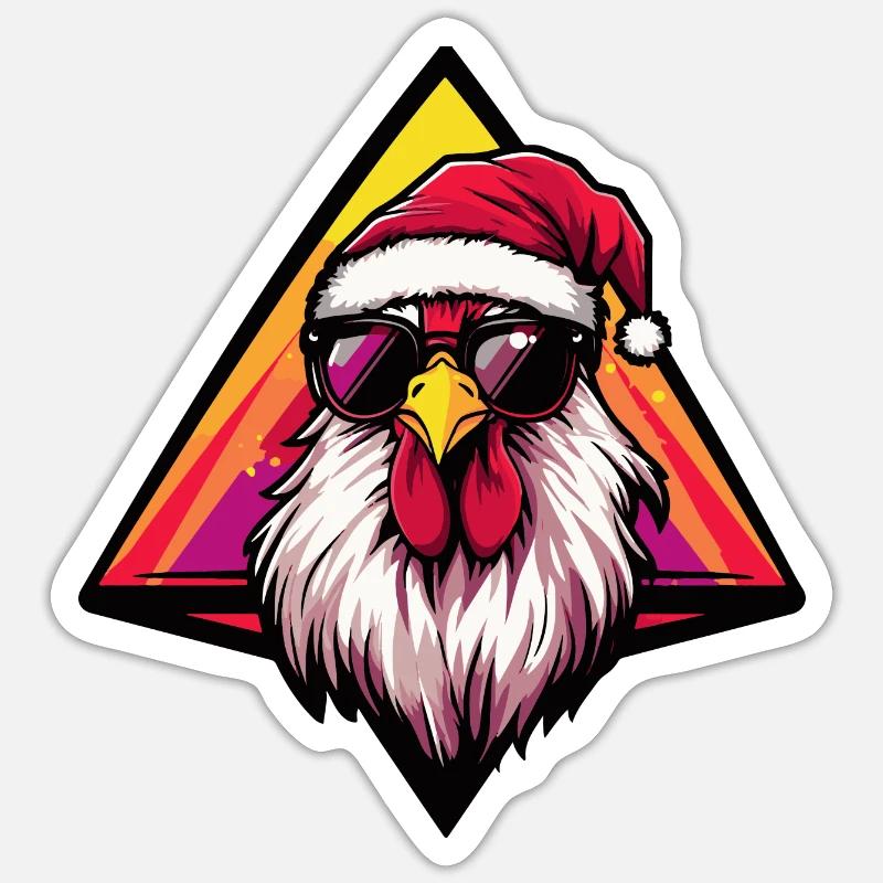 Rooster Christmas Cool - Sticker size S (10 x 10 cm) - white matte