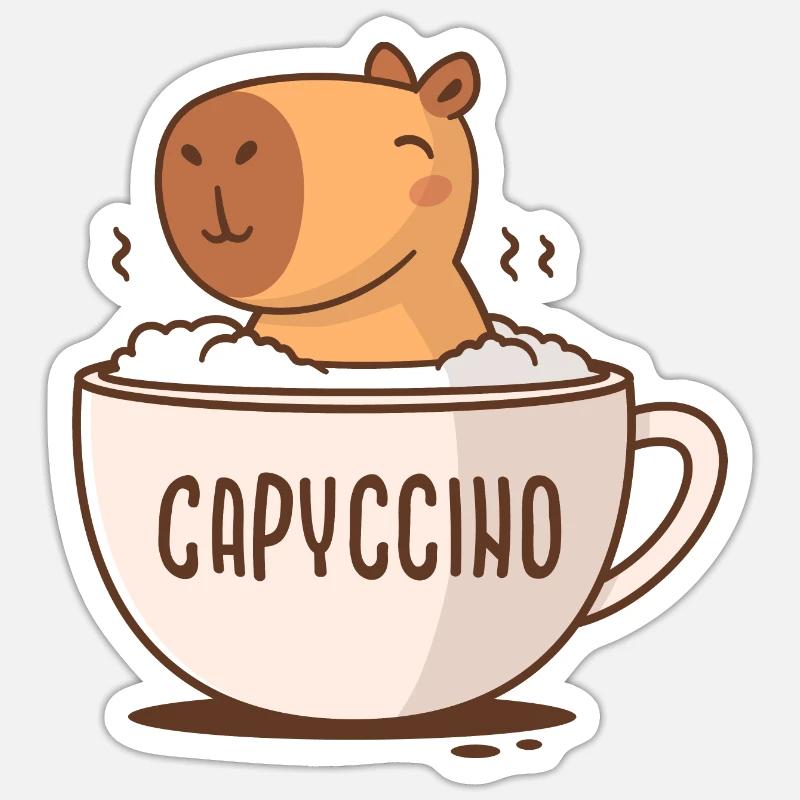 Capyccino - Sticker taille S (10 x 10 cm) - blanc mat
