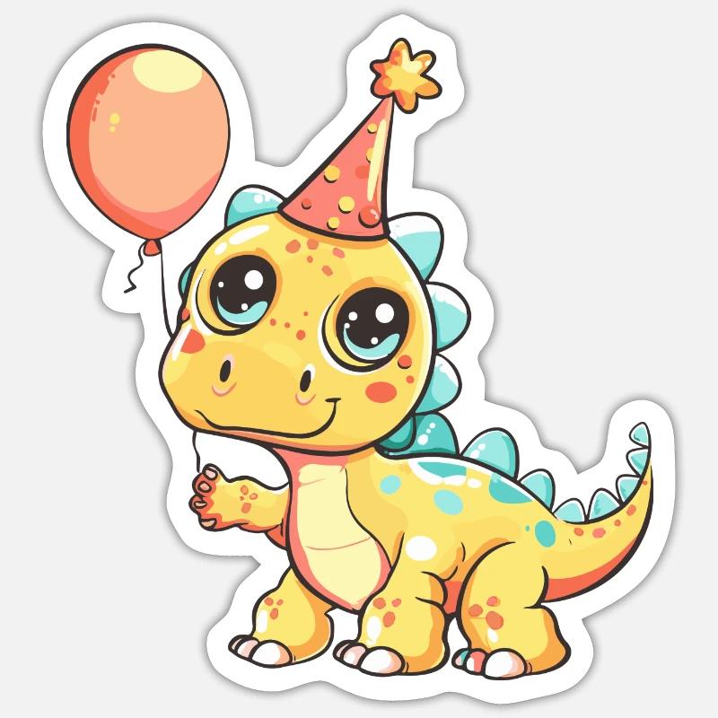Dinosaur stegosaurus birthday comic - Sticker size S (10 x 10 cm) - white matte