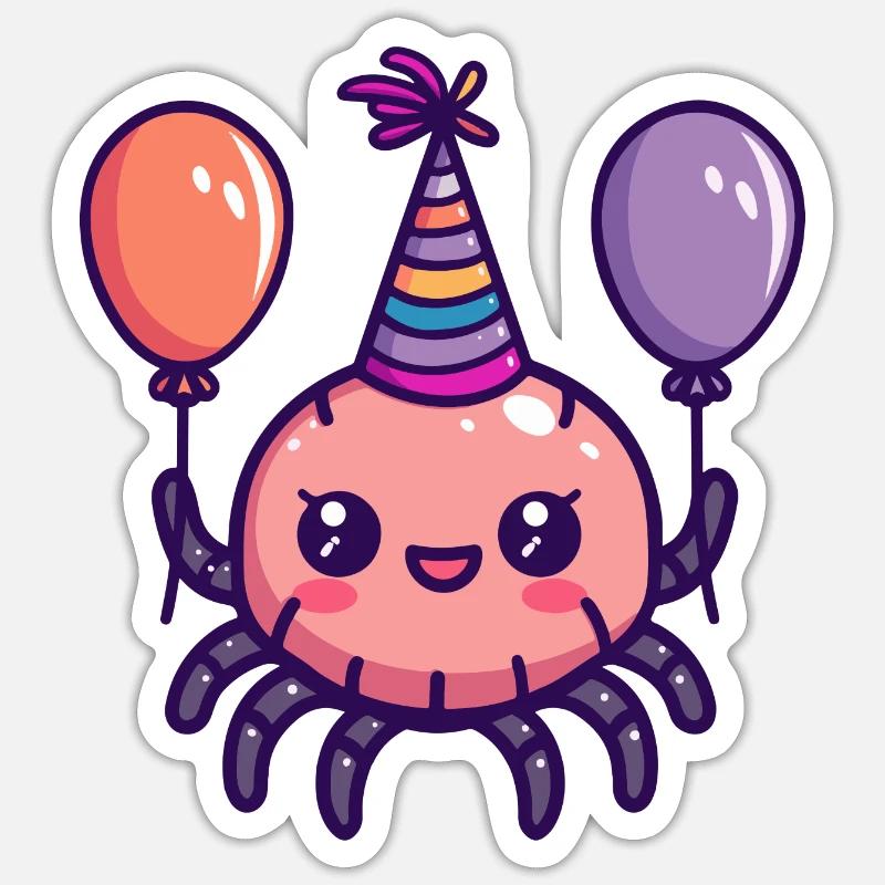 Tarantula Geburtstag Comic - Sticker Größe S (10 x 10 cm) - Mattweiß